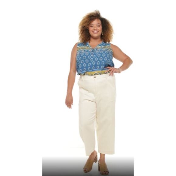 Sonoma Pants - Sonoma High Waisted Now + Gen Wide Leg Crop Cream Pants Women Sz 22W